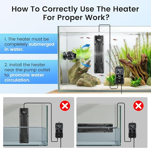 hygger 1000W Aquarium Heater, Upgraded Submersible Fish Tank Heater | Dual Protection System & LED Digital Display, Automatic Power-Off Function, for 130-260 Gal Freshwater and Saltwater Tank