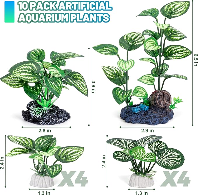 MyLifeUNIT Silk Aquarium Plants, 10 Pack Betta Fish Tank Decor for Aquarium Decoration and Fish Tank Decorations