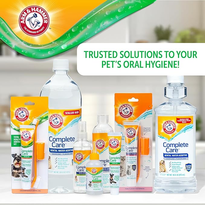 Arm & Hammer Complete Care Brushless Oral Gel for Dogs, Peanut Butter Flavor, Rub-On No-Brush Dog Toothpaste, Baking Soda Enhanced for Fresh Breath and Tartar Control, 4 Fl Oz