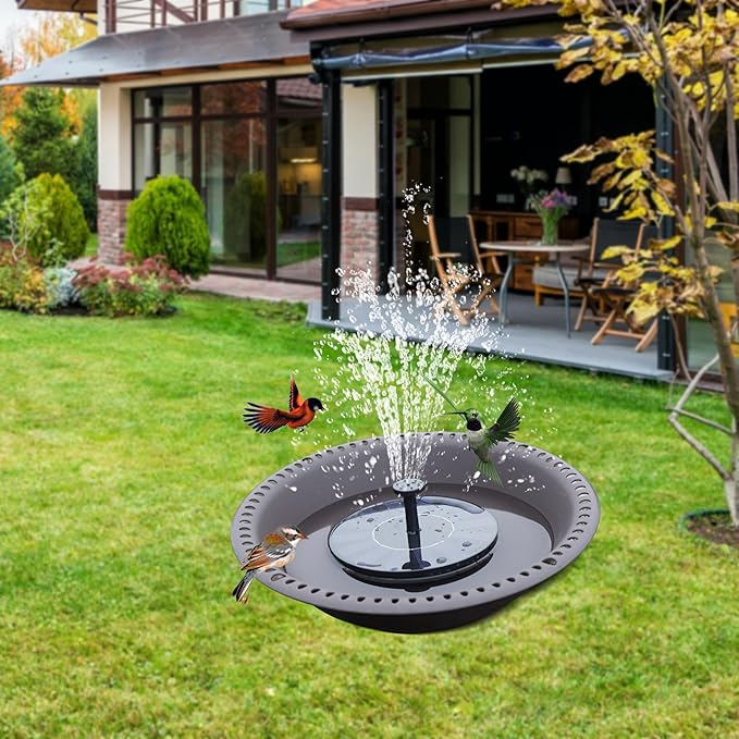 OVZILKI 14 inch BirdBath Bowl Only with 25” Rust-Proof Black Chains, Bird Baths for Outdoors Heavy Duty, Hanging Bird Bath Hanging Bird-Feeder for Garden Backyard Decor (Brown 1 Pack)