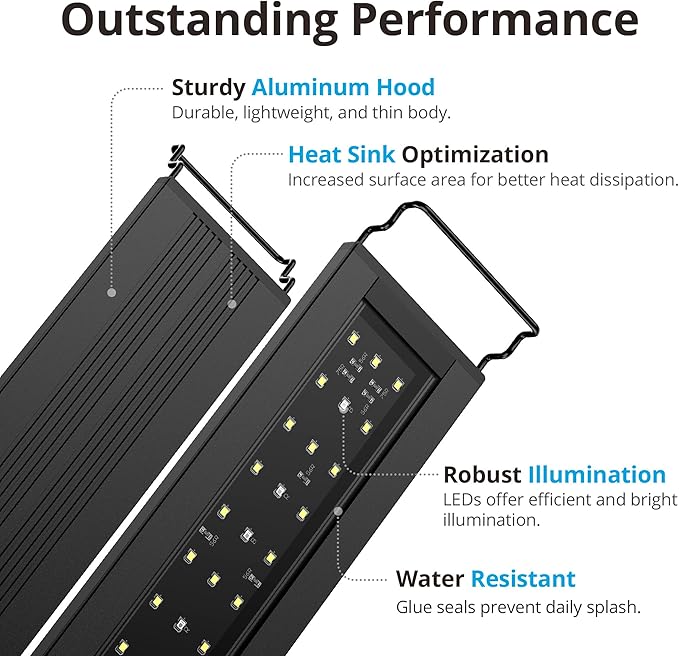 NICREW C10 Plants LED Aquarium Light, 36-48 in, 27 Watts, Full Spectrum Fish Tank Light with Timer, Day and Night Cycle, Brightness Adjustable