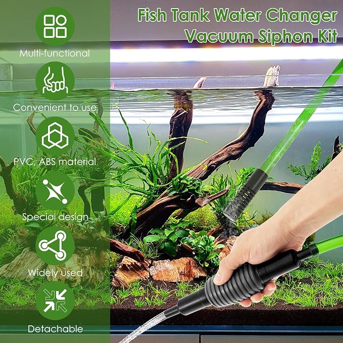 PVC Aquarium Water Changer Kit, Fish Tank Vacuum Cleaneraccurate Control Aquarium Siphon Gravel Cleaner, Efficient Drainage for Water Changing Sand Washing and Maintenance