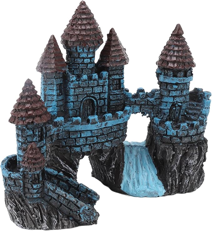Resin Castle Aquarium Decorations,Hideout Castle House Cave Stone Head Aquarium Ornament,Fish Tank House Decor for Freshwater Saltwater