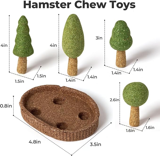mini&moe Hamster Chew Toys for Teeth – 5PCS Guinea Pig Chew Toys Detachable Natural Edible Chinchilla Treats Improve Dental Health Hamster Enrichment Toys for Rabbit, Bunny, Gerbils