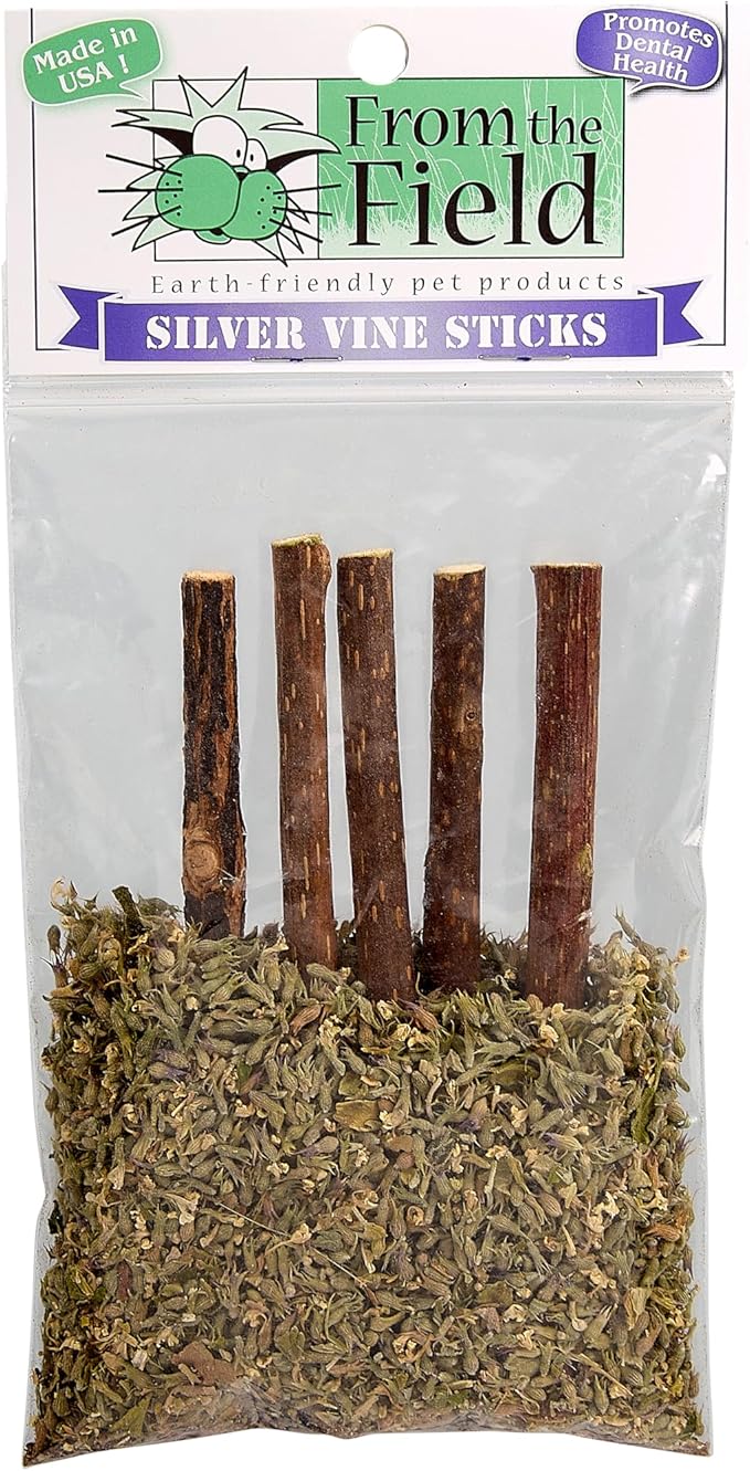 From The Field Silver Vine Sticks for Cats | Natural Dental Chew & Catnip Alternative | Ultimate Blend Marinated for Maximum Potency | Helps Clean Teeth & Promote Play | USA-Made Cat Chew Toy