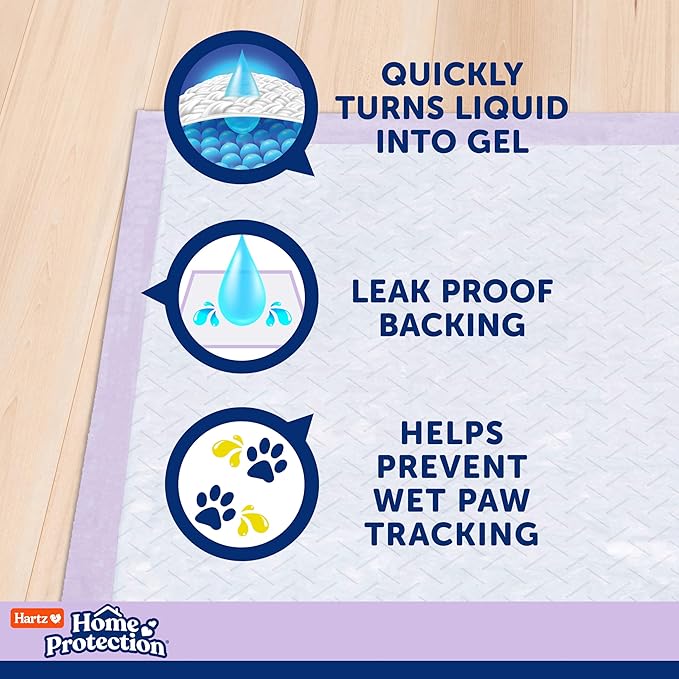 Hartz Home Protection Super Absorbent Odor Eliminating Lavender Scented No Leaks Dog Pads, XL 60 Count
