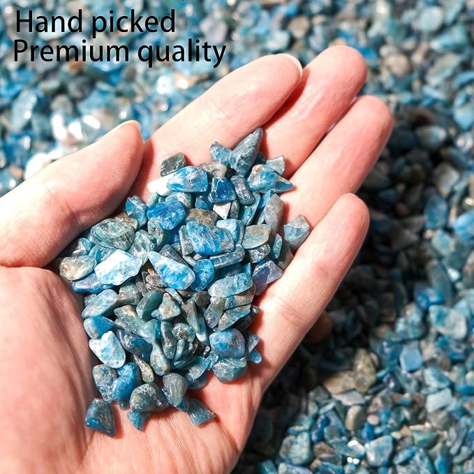 Apatite Crystal Chips Bulk 2lbs, 1800+ Pieces, 5-8mm Natural Gemstones