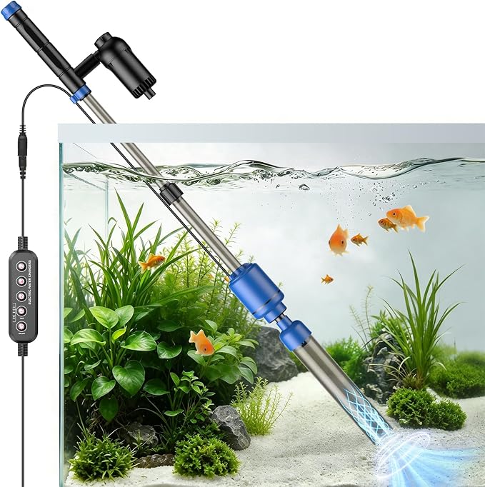 bedee Aquarium Vacuum Gravel Cleaner, 24W Electric Fish Tank Cleaner Vacuum, 6 in 1 Multifunctional Aquarium Cleaner for Automatic Water Change, Wash Sand, Water Circulation and Timed Off