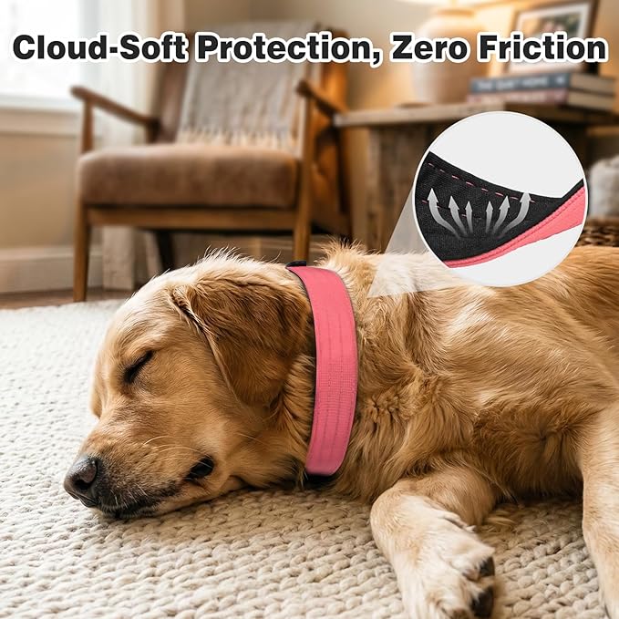 Joytale Tactical Dog Collar for Medium Dogs with Control Handle, Heavy Duty Military Training Collar for Power Breeds, AirTag Holder Case, Quick Release Metal Buckle, Soft Padded, M, Pink