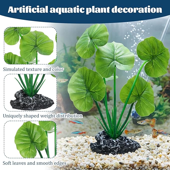 2 Pack Aquarium Silk Aquarium Plants, Artificial Plastic Plant for Small Tank, Goldfish, Fish Hides (6 Inch)