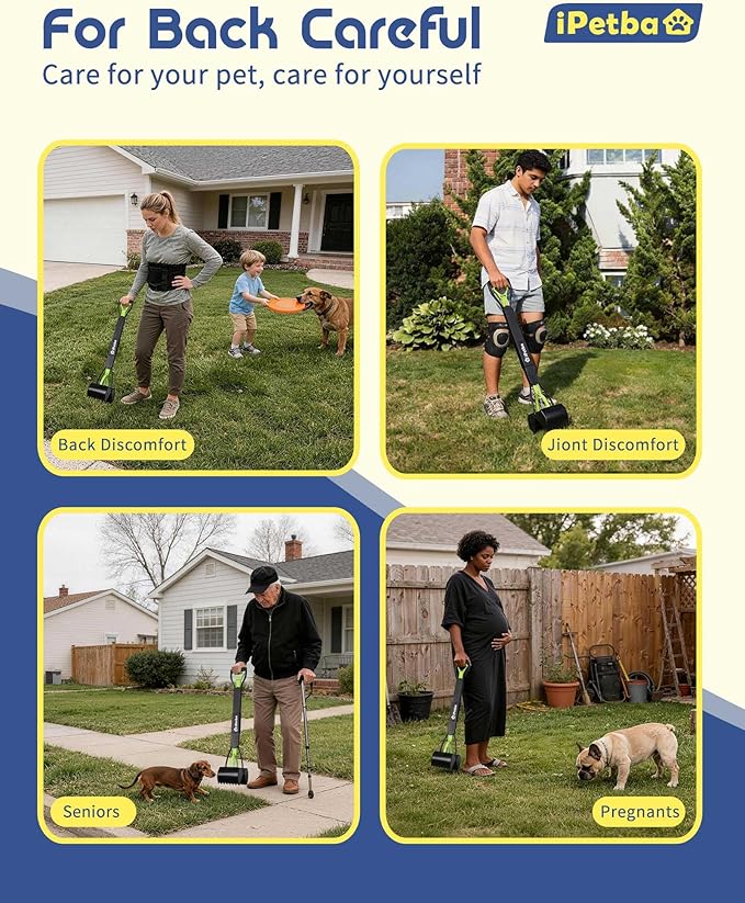 32 inch Pooper Scooper for Large Dogs – Heavy Duty Long Handle Dog Poop Scooper for Yard, No Bending Save Back, Ease of Pickup for Grass Gravel Concrete