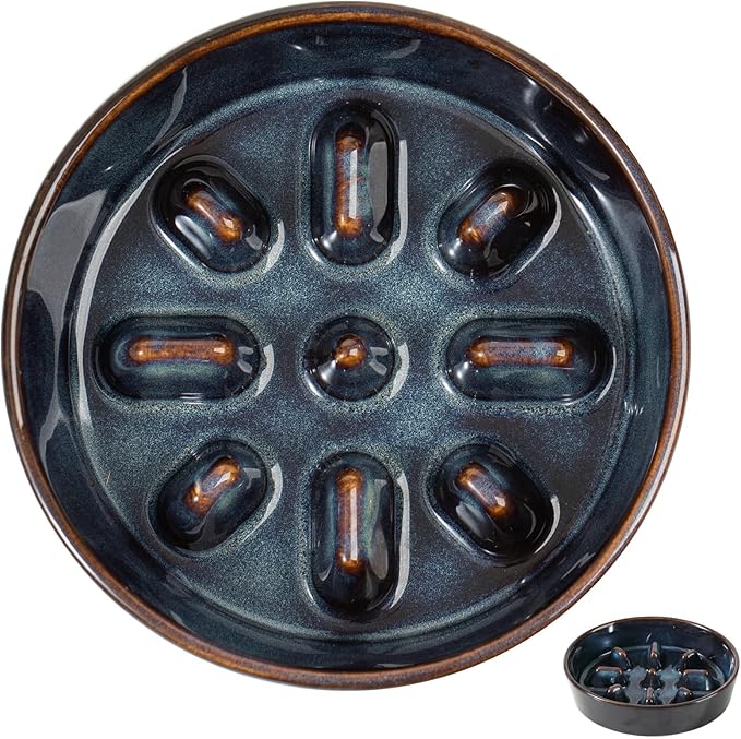 Havniva Slow Feeder Dog Bowls, 1.2 Cups Ceramic Dog Food Bowls 7.3 inch Slow Feeder for Small Dogs Puzzle Bowls for Fast Eater, Pet Slow Feeding Dish Anti-Choking