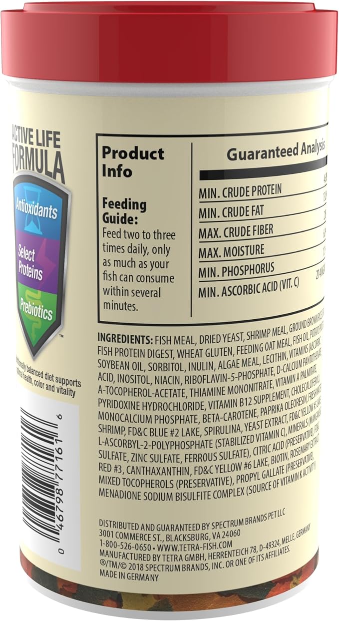 Tetra TetraColor Tropical Flakes Color Boosting Fish Food, 2.2 oz | For Mid & Bottom-Feeding Tropical Fish, Supports Immune System & Reduces Stress, Clean & Clear Water Formula, Feed Daily