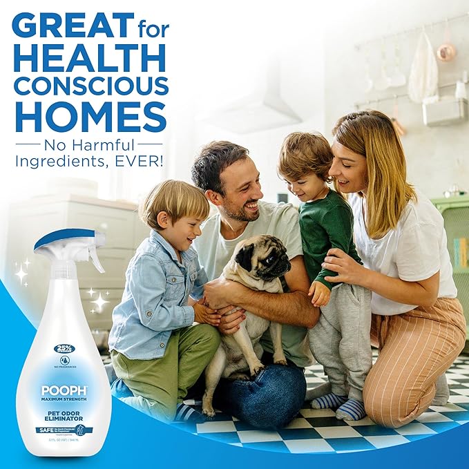 POOPH Maximum Strength Pet Odor Eliminator Spray 32oz Fragrance Free Odor Remover for Dogs and Cats Urine Poop Pee Deodorizer for Carpet Furniture and Home Use