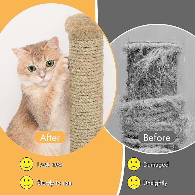 164 Feet Sisal Rope for Cat Scratching Post, 1/6 Inch Natural Cat Tree Rope, DIY Hemp Twine Rope for Repairing, Recovering Scratch Post Cats Tree Tower Replacement (Natural)