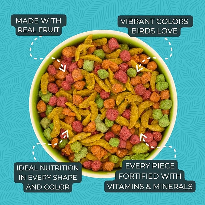 ZuPreem FruitBlend Bird Pellets, Daily Bird Food for Cockatiel, Lovebird, Quaker, Small Conure, Lorikeet, Core Nutrition for Medium Birds, Cockatiel Pellets, Conure Bird Food (M, 10 lbs)