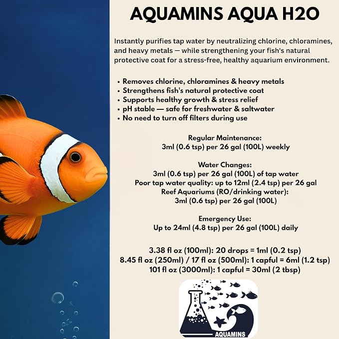 Aqua H2O Aquarium Water Conditioner – 250ml/8.45 fl oz