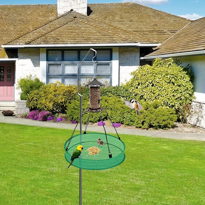 Joyzan Bird Seed Catcher Tray, Bird Feeders Hanging Spill Guard Platform to Catch Falling Adjustable Birdseed Hoop Hummingbird Bee Outdoor Accessory Yard Garden Lawn Backyard 16" Diameter 2Pcs