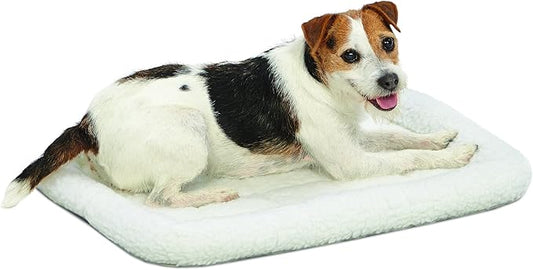 MidWest Homes for Pets QuietTime Dog Bed - White Fleece Bolster, Ultra-Soft and Machine Washable, Fits 24-Inch Crates and Carriers, for Small Breed Dogs