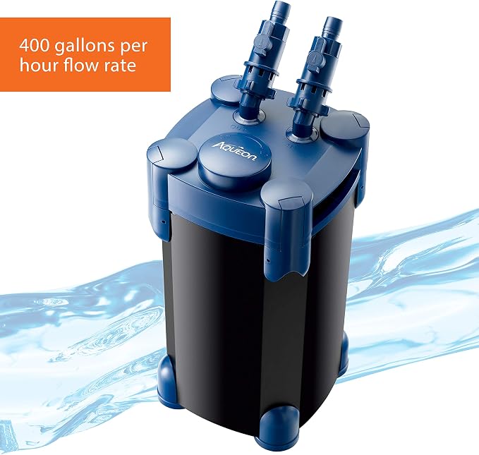 Aqueon QuietFlow Canister Aquarium Filter 100-150 Gallons | 150 gallon fish tank filter with biological, chemical and mechanical stages, spray bar and polishing unit