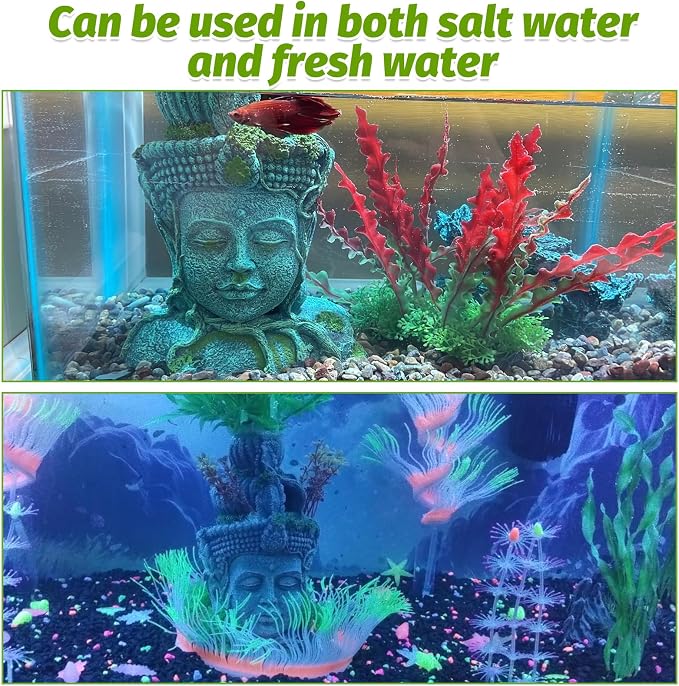 Hamiledyi Buddha Head Statue Aquarium Decorations Resin Fish Hideout Betta Cave for Large Fish Tank Ornaments Betta Sleep Rest Hide Play Breed(Small Size)