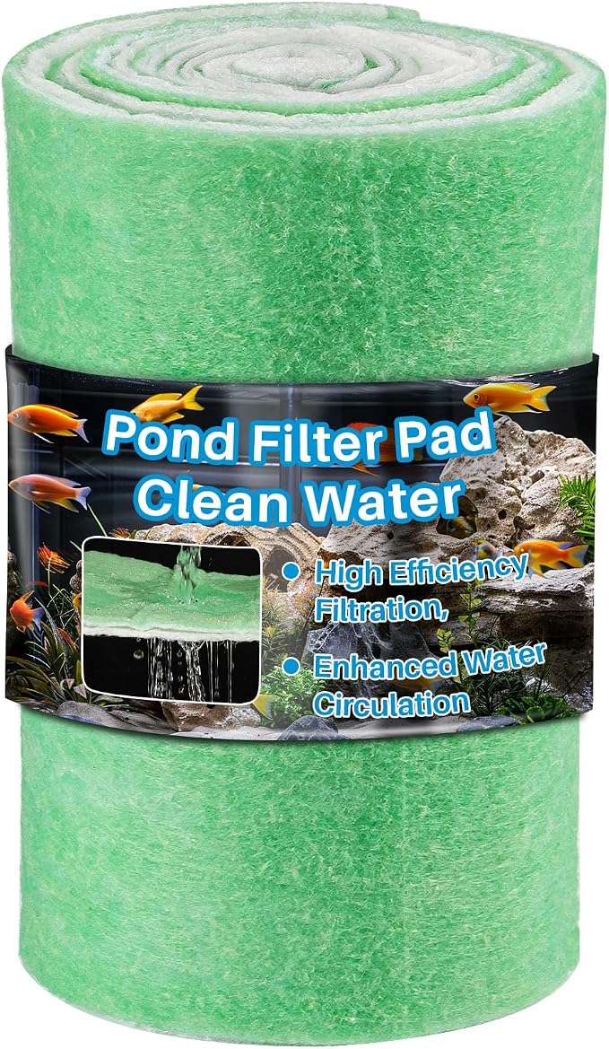 MAQIHAN 2PCS Pond Filter Media - 47.2Inch Aquarium Filter Media, Koi Pond Filter, Filter Sponge, Filter Floss for Fish Tank, Aquarium, Outdoor Ponds,Garden,Swimming Pool (Green & White)