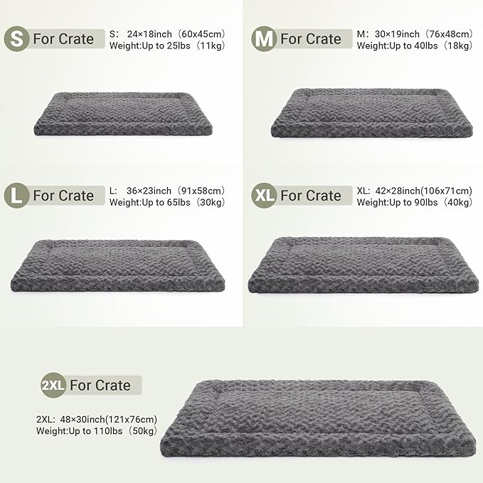 Washable Dog Bed Mat Crate Pad Soft Fluffy Pet Kennel Beds Dog Sleeping Mattress for Large Jumbo Medium Small Dogs, 42 x 28 Inch, Gray