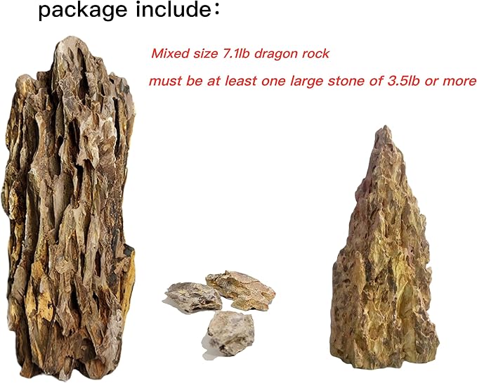 AWXZOM Natural Dragon Rock Carefully Selected Mixed Sizes, Decorative Aquarium Rocks, Aquarium Stones for Fish Tank (7.1lb-Large)