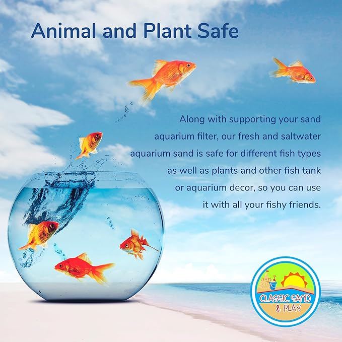 CLASSIC SAND & PLAY Natural Aquarium Sand for Freshwater and Saltwater Tanks, 20 lb. Bag, Improves Filter Life and Filtration Process, Pre-Washed Fine Sand, Rainbow