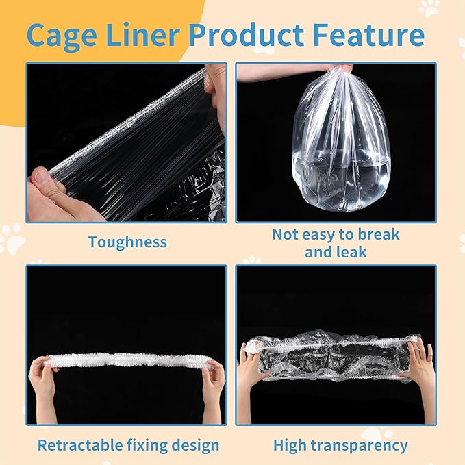 100 Pcs Disposable Cage Liners 27.6' X 19.7'' - Clear, Plastic Toilet Film for Bunny, Hamster, Totoro, Hedgehog, Guinea Pig & Small Animal Habitats