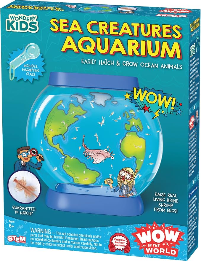 Wow in the World SEA Creatures Aquarium | Hatch & Raise Real Brine Shrimp (Easy Care), Customizable Tank, Companion Audio Content, Bonus Reusable Science Tool, STEM Toy for Kids 6+ by Thames & Kosmos
