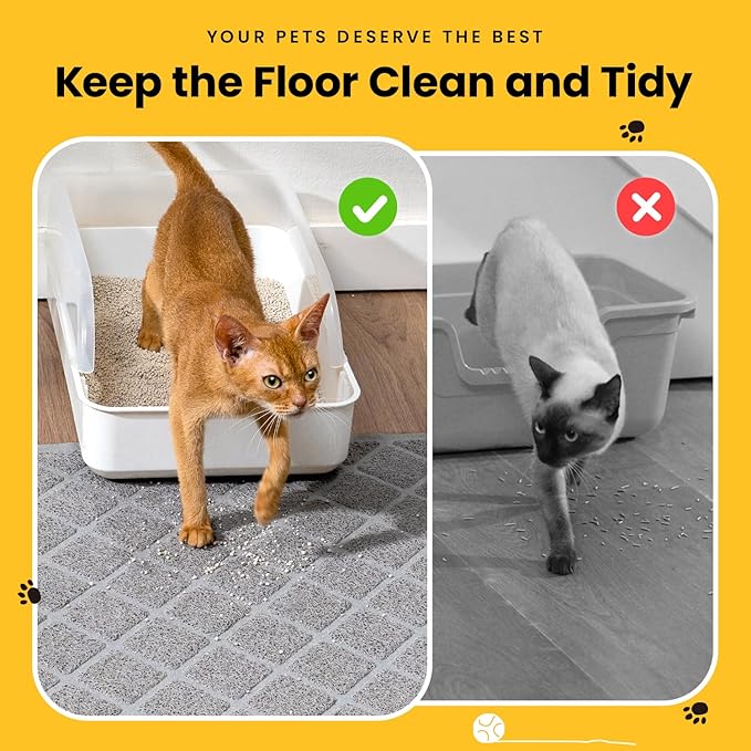 Conlun Cat Litter Mat Litter Trapping Mat, 47" x 35" Premium Durable PVC Grid Mesh with Scatter Control, Non-slip, Less Waste Cat Litter Box Mat, Soft on Kitty’s Paws, Urine Waterproof