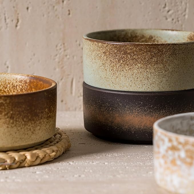 Ceramic Bowl Sets of 4, 4.5 Inches Retro Snow Jade Handcraft , Small Bowls Set Farmhouse Vintage Color Bowls, 10 oz Bowl for Dessert, Dip, Side Dishes, Ice Cream, Fruit, Rice Dishwasher Microwave Safe