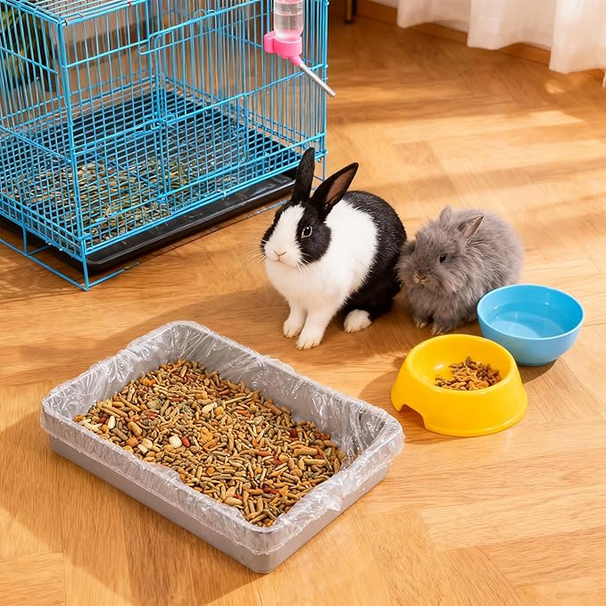 COMNICO Disposable Small Animals Cage Liners, 100 Pcs Rabbit Guinea Pig Cage Liner Bags Universal Plastic Film for Bunny Bird Hedgehog Chinchilla Essentials Indoor