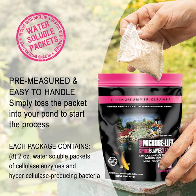 MICROBE-LIFT 10XSSCX1 Spring and Summer Pond and Outdoor Water Garden Cleaner, Safe for Live Koi Fish, Plant Life, and Decor, 16 Ounces