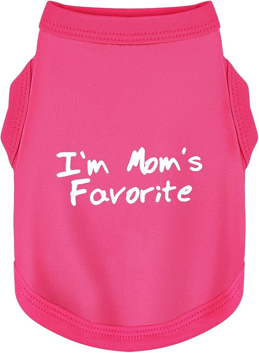 Cozy Sleeveless Canine Wear Dog Clothes, Soft, Lightweight, and Breathable Cotton Dog Shirt with I'm Mom's Favorite Print.Vest Tank Top Ideal for Small, Medium, and Large Breeds Rose Red S