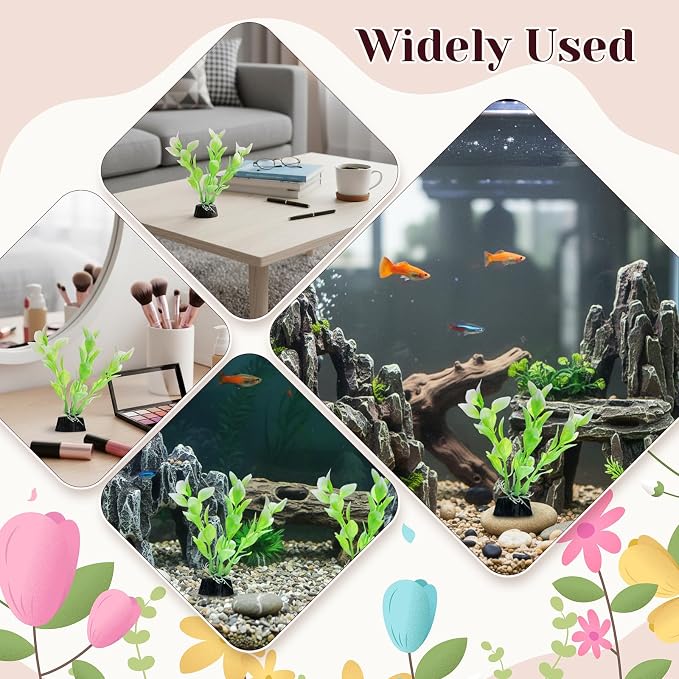 2 Pcs 4 Inch Small Aquarium Plants for Betta Fish Tank, Aquarium Plants Decorations Fish Tanks Plants Leaf Hammock Water Grass Decoration(Green)