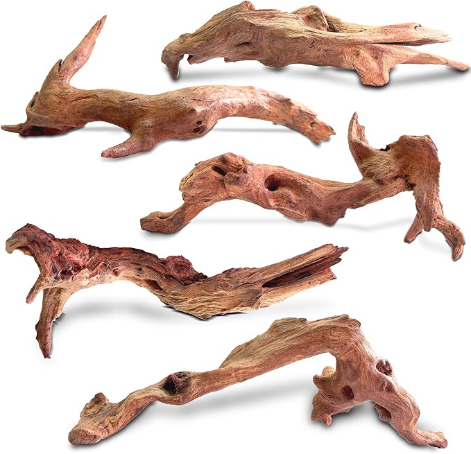 Natural Wood Driftwood for Aquarium Fish Tank Decor,Assorted Driftwood Trunk Branch for Reptile Tank Decor (MOP-ZYM Driftwood Branch (8 to12 Inch)-Pack of 5)