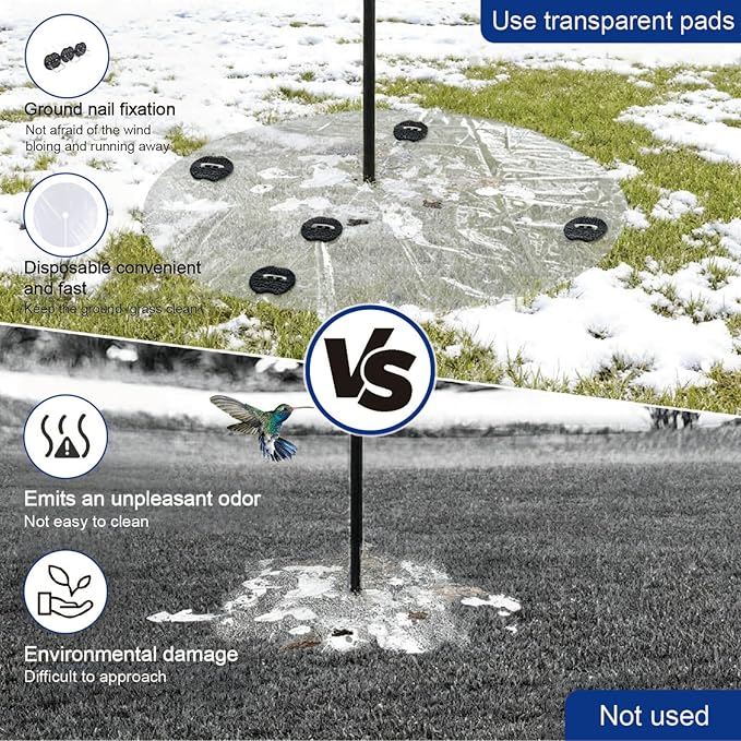 2 PCS 47.24 Inch Round Clear PE Bird Seed Catcher Mat - Waterproof Weather-Resistant, Intercepts Droppings & Birdseed, Fits Shepherd Hooks & Poles, Lawn Protector