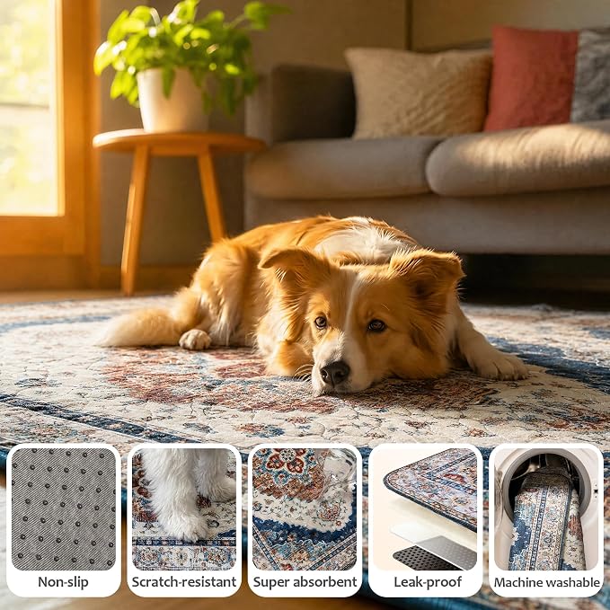 Washable Pee Pads for Dogs, Reusable Puppy Potty Training Pads, Ultra-Absorbent Thick Waterproof Leak-Proof Non-Slip Pads & Mat for Crate, Playpen, Floor, Whelping & Housebreaking , 2 Pack 48"x48"