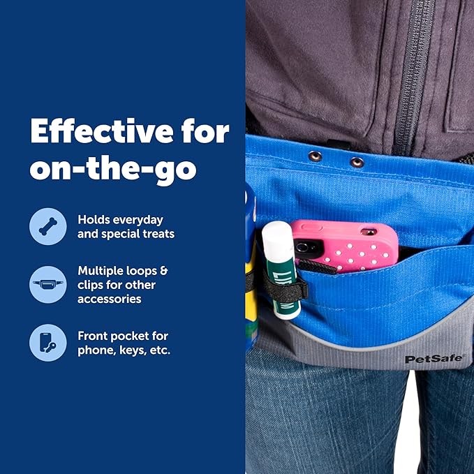 PetSafe Mini Treat Pouch - Easy Access Waterproof Treat Pouch for Daily Use - Convenient Phone & Keys Carry with Dual Inner Pocket & Front Storage Pocket - Adjustable Fit - Mini - Black