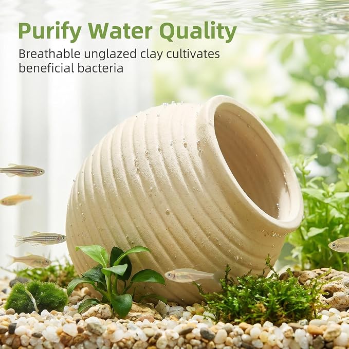 SpringSmart Aquarium Decor Rock Betta Fish Tank Decorations Ceramic Hideout Stone for Fish Shrimp Turtle Crab to Breed, Rest and Play, Small Fish Bowl Hiding Cave, Pot Shaped Betta Toys