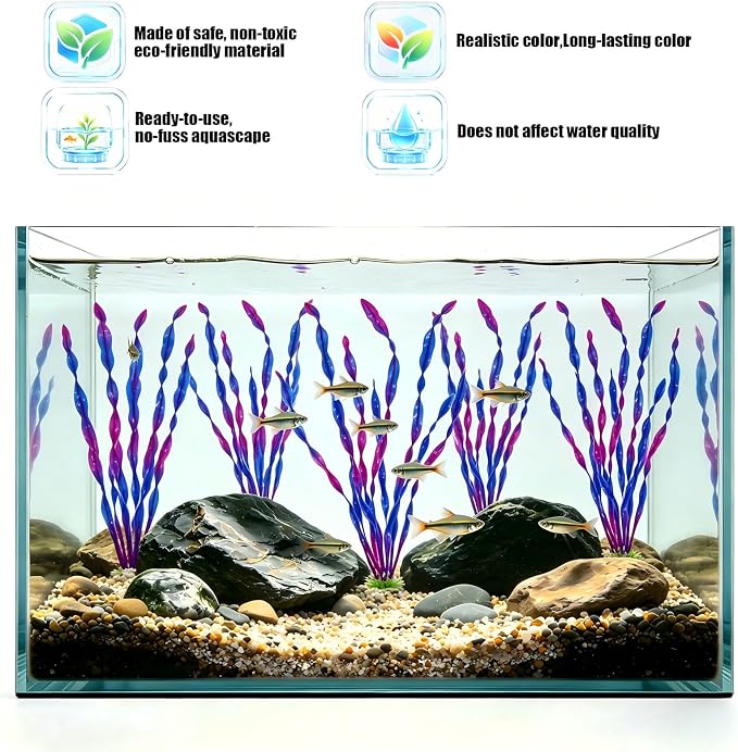 10 Pcs Artificial Aquarium Plants, Plastic Aquatic Plant Decor for Fish Tank, Stream Tank, Aquarium Landscape Decoration (30cmhd-Purple)