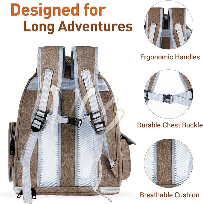 Pawstrip Cat Backpack Carrier with Large Space Bubble Window, Airline Approved Breathable Pet Carrier for Small Dogs Cats up to 15lbs, Foldable for Travel Hiking & Outdoor Use