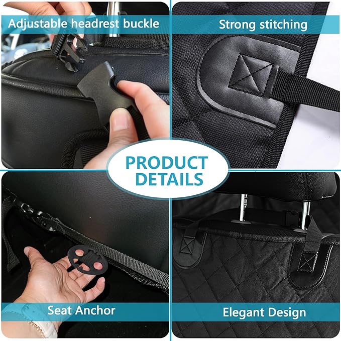 Dog Car Seat Cover, Waterproof & Scratchproof Dog Seat Protector, Pet Car Seat Cover Front Seat with Buckle and Padded, Universal Dog Seat Cover for Trucks, Cars, SUVs, MPVs