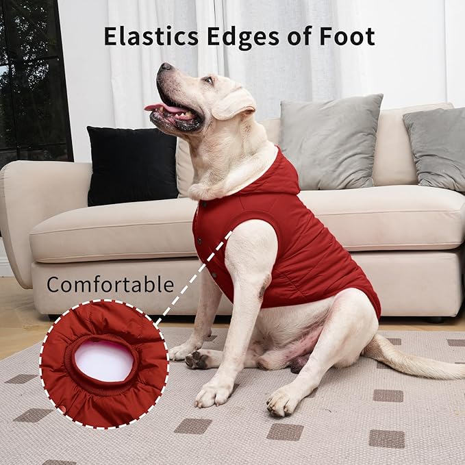 Vecomfy Dog Hoodie in Winter for Medium Dogs Jacket Pet Coats with Hooded, Red L