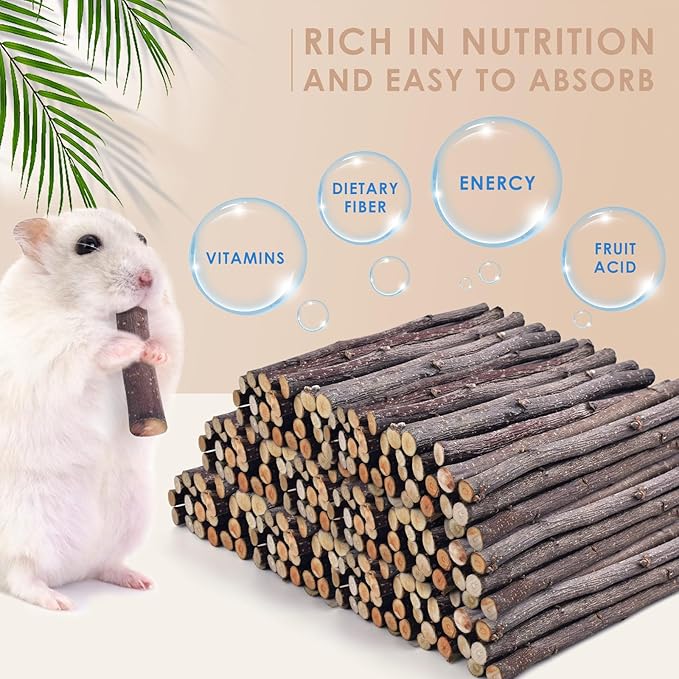 Bissap Apple Sticks for Rabbits, Natural Bunny Chew Toys and Treats for Chinchilla Guinea Pig Hamster Gerbil Small Animals Pet Apple Wood Stick Toys Teeth Grinding (940g/2lb)