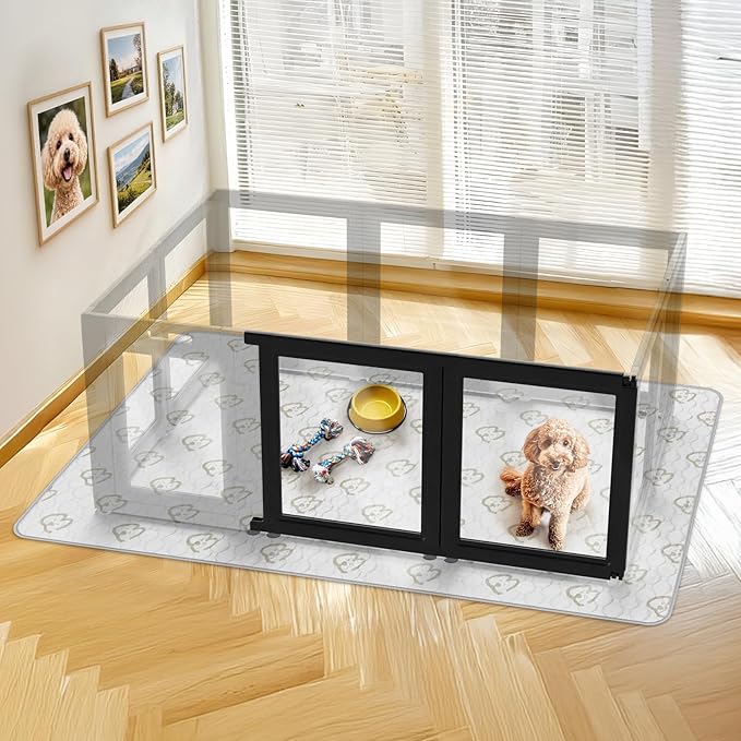 FXW AuraSpace Acrylic Indoor Dog Playpen for Puppies and Small Dogs, 24 inch, 2 Panels, Black