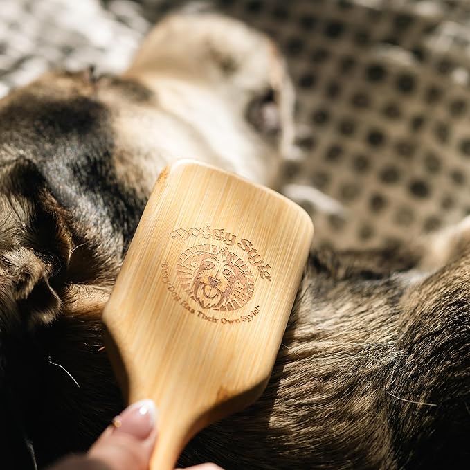 Doggy Style Large Bamboo Dog Brush, Deshedding & Detangling Grooming Brush for Medium & Large Dogs, Bamboo Pin Bristles, 9.5 Inch