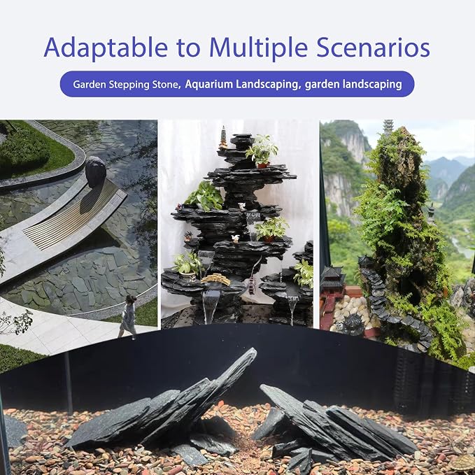 Natural Slate Rocks 2-4 Inches Aquarium Rocks 5lb Aquascaping Stones for Aquarium Terrarium Reptile Habitat Decoration Vivariums Paludariums Bonsai Miniature Fairy Gardens